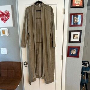 Free People Long Olive Green Duster Cardigan - size L